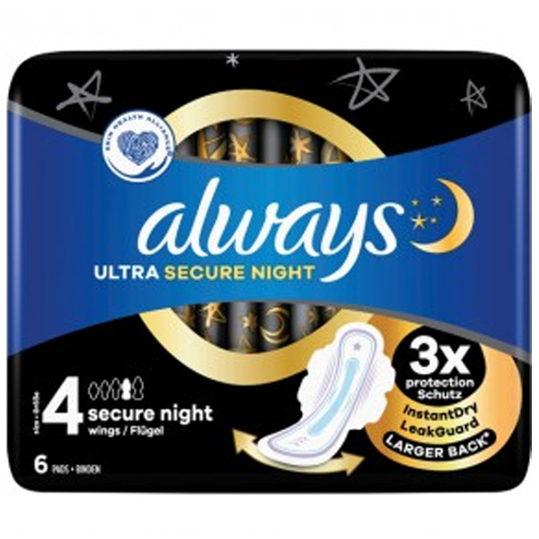 Always Ultra Thin Pad Secure Night 6pcs 